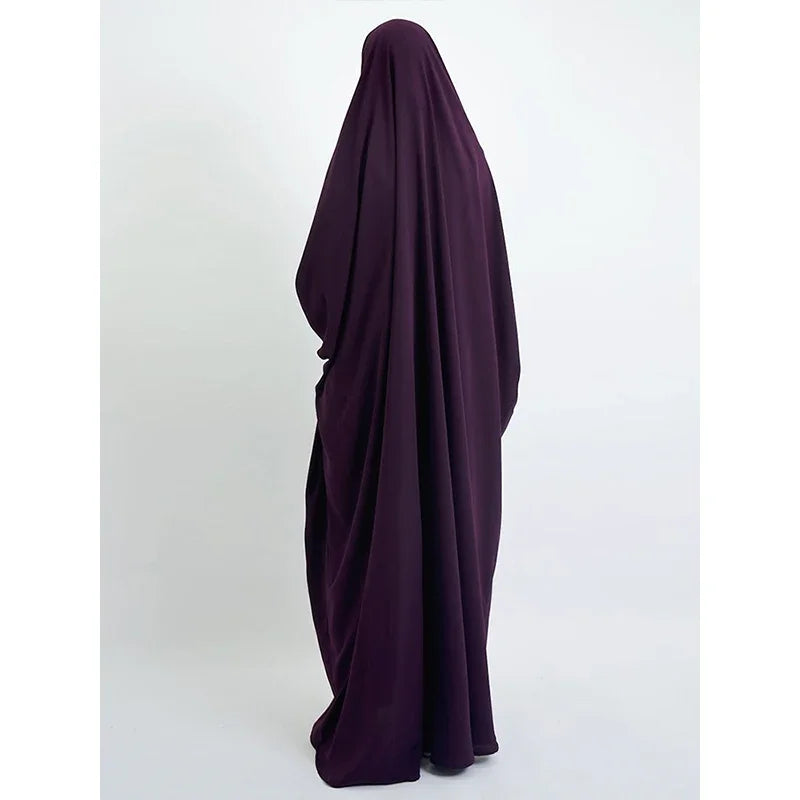 Elariah Women's Hooded Prayer Abaya with Long Khimar Hijab | Modest Islamic Prayer Garment | Loose Fit Nida Fabric