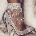 Rhinestone Tassel Anklet for Women – Sparkling Crystal Chain Anklet, Elegant Party & Bridal Foot Jewelry