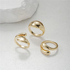 3-Piece Gold Plated Geometric Open Ring Set – Chunky, Irregular & Trendy Statement Rings for Women