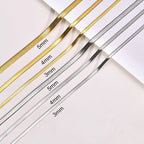 Classic Flat Snake Chain Choker Necklace – Stainless Steel Herringbone Design in Gold & Silver
