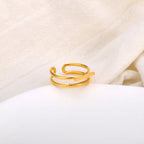 JeeMango Double Circle Stainless Steel Ring for Women – 18K Gold Plated, Waterproof, Trendy Fashion Jewelry