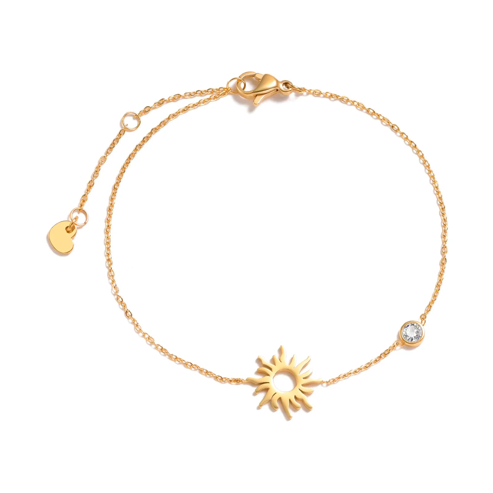 Minimalist Cross, Crescent Moon & Star Charm Bracelet for Women – Stainless Steel Thin Chain Adjustable Gold Layered Bracelet
