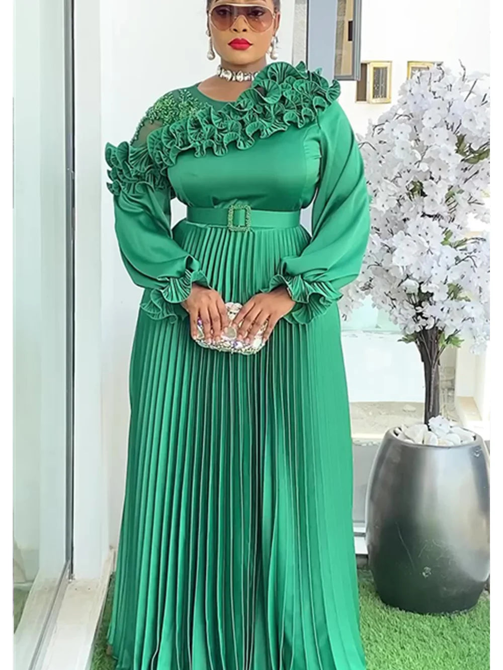 Plus Size Ankara Maxi Dress – Elegant African Dashiki Evening Gown for Weddings & Parties (L–3XL)