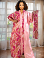 Luxury African Dashiki Maxi Dress for Women – Floral Embroidery Batwing Sleeve Loose Fit Kaftan Gown