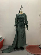 Robe maxi caftan soyeuse et modeste Elariah pour femmes – Abaya musulmane à manches longues, Jalabiya, tenue décontractée et de soirée