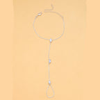 Bohemian Crystal Rhombus Bracelet with Finger Chain – Elegant Party Jewelry for Women