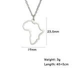 Collier pendentif tendance carte d'Afrique pour femme – Collier géométrique en acier inoxydable, coloris or, or rose ou acier.
