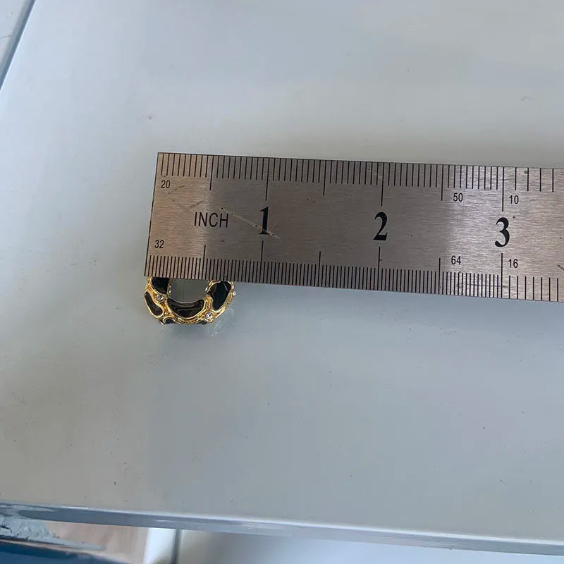 Vintage Enamel Small Hoop Earrings – Gold Plated Textured Statement Hoops for Women