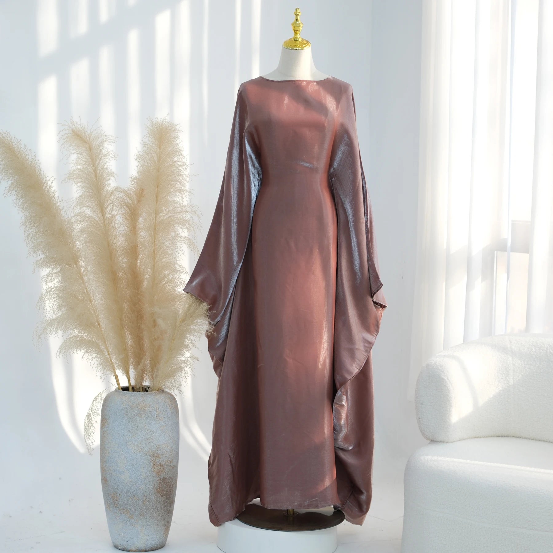 Elariah Shimmering Eid Kaftan Abaya – Extra Loose Fit Butterfly Sleeve Maxi Dress for Ramadan, Evening & Party Wear