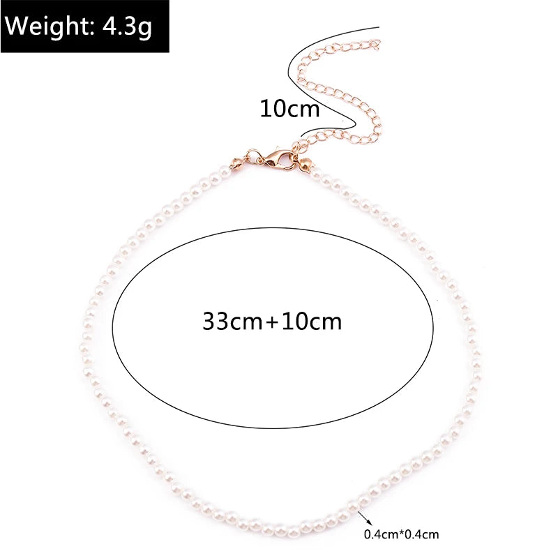 Classic Imitation Pearl Beaded Choker Necklace for Women – Elegant Bridal & Wedding Pearl Collar Necklace