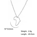 Collier pendentif tendance carte d'Afrique pour femme – Collier géométrique en acier inoxydable, coloris or, or rose ou acier.