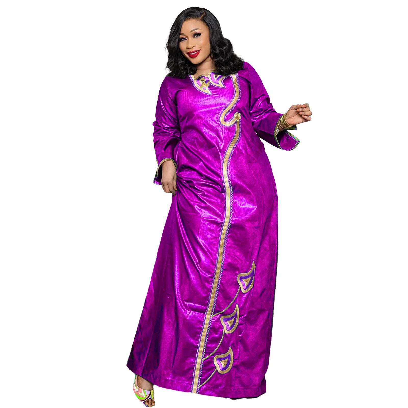 Elariah Bazin Riche Embroidered African Dress – Elegant Plus Size Dashiki Party & Church Dress for Women