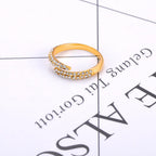 JeeMango Double Circle Stainless Steel Ring for Women – 18K Gold Plated, Waterproof, Trendy Fashion Jewelry
