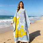 Robe caftan en sergé de soie imprimé africain Elariah pour femmes – Boubou surdimensionné Abaya Cache-maillot de plage | Taille unique grande taille