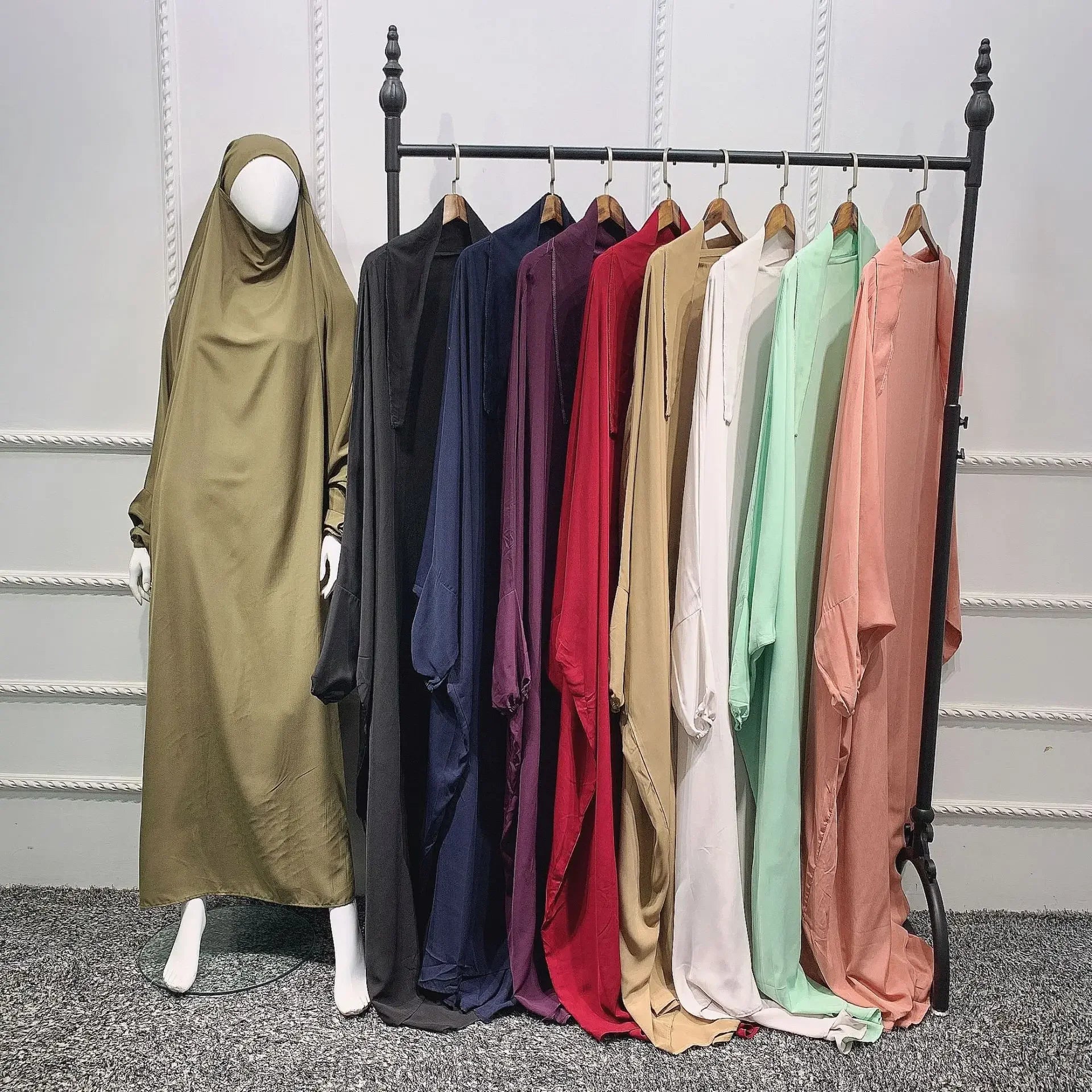 Elariah Women's Hooded Prayer Abaya with Long Khimar Hijab | Modest Islamic Prayer Garment | Loose Fit Nida Fabric