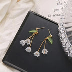 Pearl Petal Ball Drop Earrings – Long Geometric Flower Earrings for Women