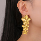Boucles d'oreilles à tige Unift vintage en forme de fleur pour femme – Bijou bohème tendance en acier inoxydable plaqué or 14 carats