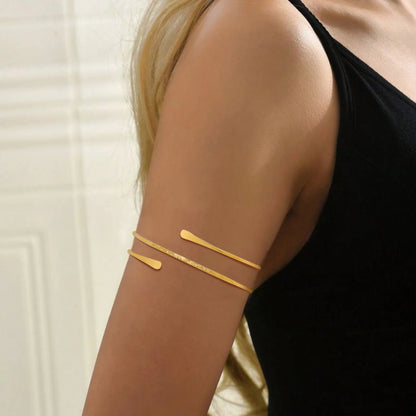 Minimalist Gold Plated Upper Arm Cuff Bracelet – Trendy Statement Armband Jewelry for Women