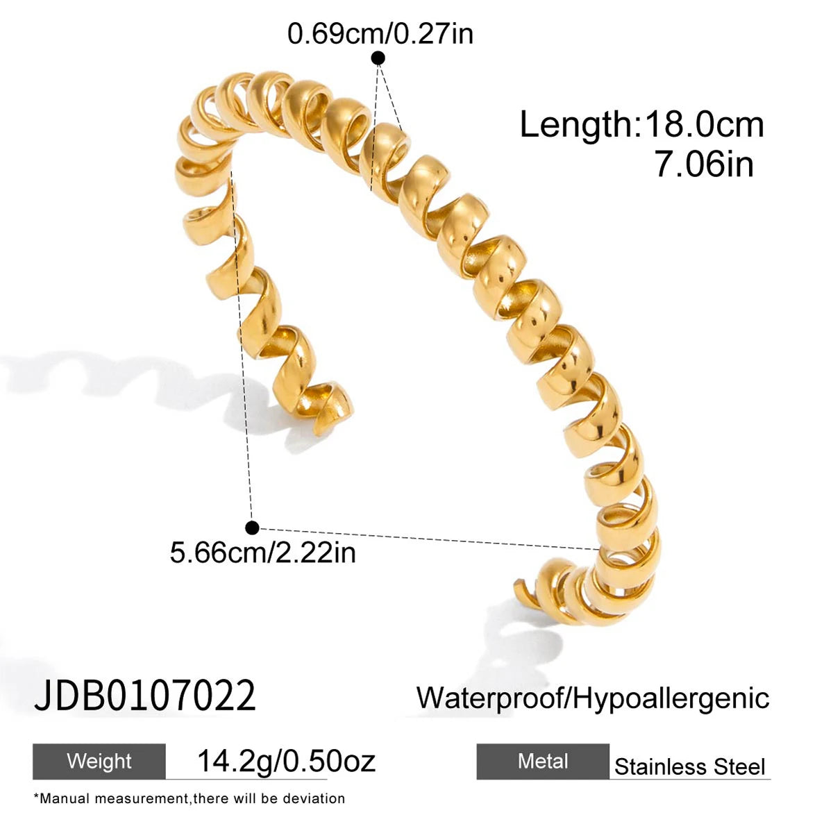 Minimalist Wire Chain Cuff Bracelet – 18K Gold Plated Stainless Steel Open Bangle for Women