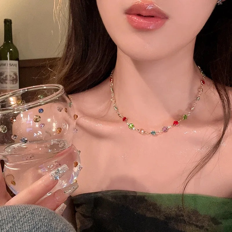 Luxury Shiny Zircon Square Choker Necklace for Women – Exquisite Crystal Jewelry Gift for Weddings, Parties & Daily Wear