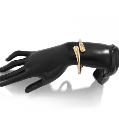 Chunky Twisted Wide Metal Cuff Bracelet – Gold & Silver Toned Statement Bangle