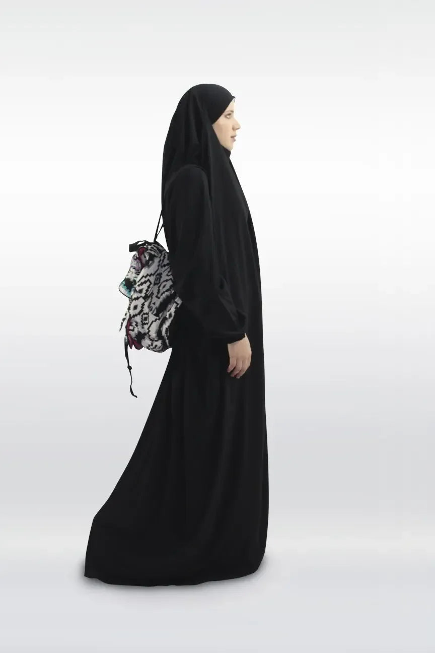 Elariah Women's Hooded Prayer Abaya with Long Khimar Hijab | Modest Islamic Prayer Garment | Loose Fit Nida Fabric