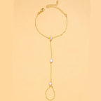 Bohemian Crystal Rhombus Bracelet with Finger Chain – Elegant Party Jewelry for Women