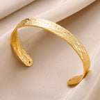 Bracelet manchette vintage irrégulier en or – Jonc ouvert en acier inoxydable pour femmes et hommes