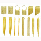 Gold Bling Tassel Statement Earrings – Elegant Long Drop Design for Women