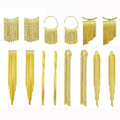 Gold Bling Tassel Statement Earrings – Elegant Long Drop Design for Women