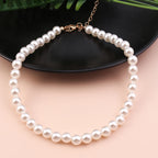 Classic Imitation Pearl Beaded Choker Necklace for Women – Elegant Bridal & Wedding Pearl Collar Necklace