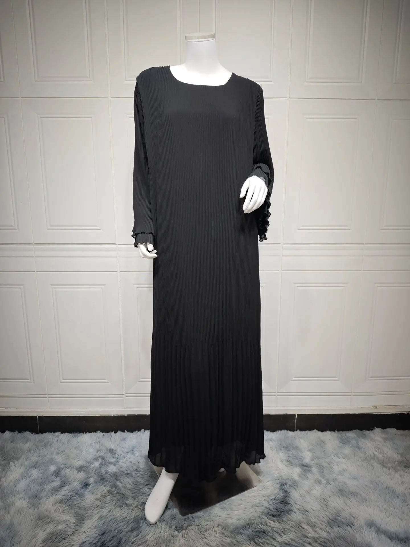 Elegant Pleated Kaftan Abaya Dress for Women – Flare Sleeve Jalabiya | Modest Eid & Occasion Wear