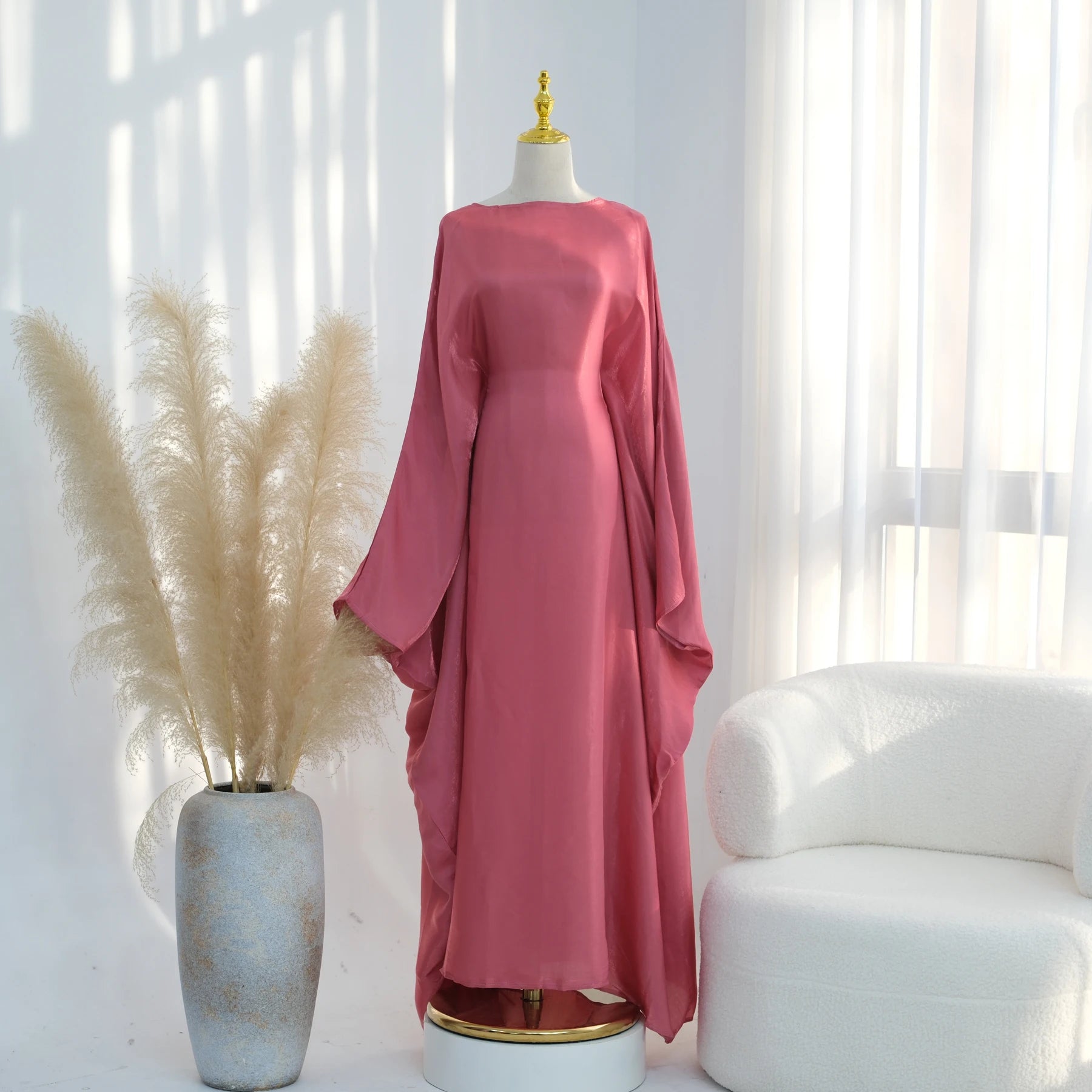 Elariah Shimmering Eid Kaftan Abaya – Extra Loose Fit Butterfly Sleeve Maxi Dress for Ramadan, Evening & Party Wear