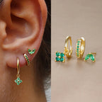 3-Piece Stainless Steel Flower Drop Earrings Set with Cubic Zirconia – Hypoallergenic Floral Dangle Earrings for Women