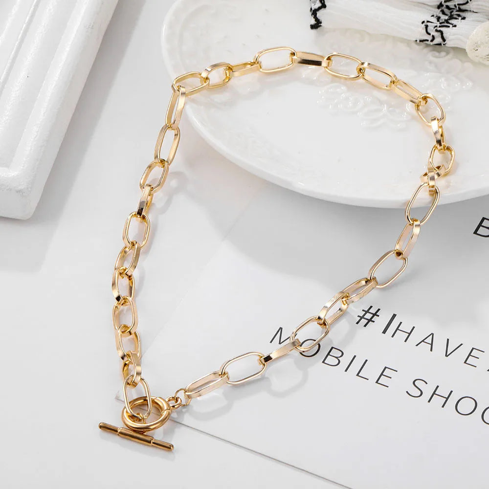 Stainless Steel Thick Chain Necklace – Unisex Punk Choker Jewelry for Women & Men