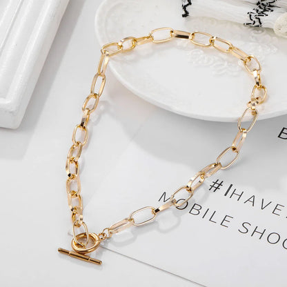 Stainless Steel Thick Chain Necklace – Unisex Punk Choker Jewelry for Women & Men