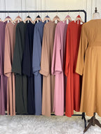 Elegant Modest Maxi Dress with Waist Tie – Long Sleeve Woven Abaya Style Dress for Women (All Season)