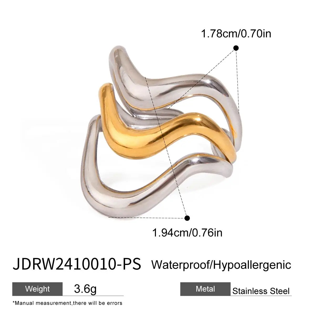 Minimalist Two-Tone Irregular Ring – 18K Gold Plated Stainless Steel Women’s Stackable Jewelry