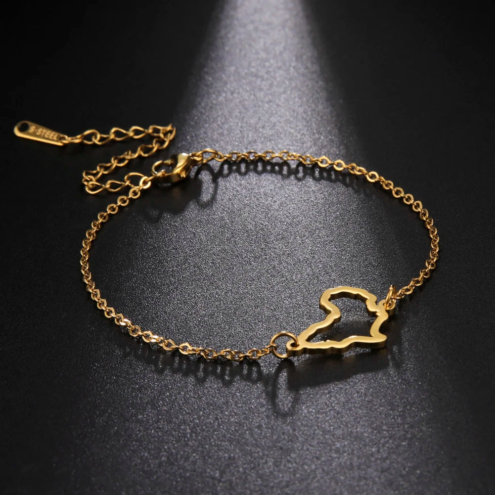 Collier pendentif tendance carte d'Afrique pour femme – Collier géométrique en acier inoxydable, coloris or, or rose ou acier.