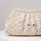 Elariah Women's Bohemian Woven Hollow Clutch Bag – Patterned Straw-Style Evening Handbag with Kiss Lock Closure