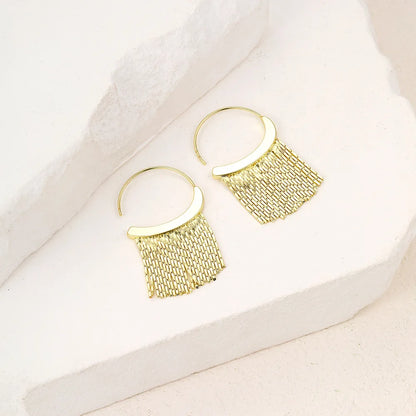 Gold Bling Tassel Statement Earrings – Elegant Long Drop Design for Women