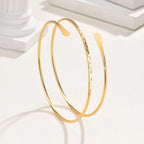 Minimalist Gold Plated Upper Arm Cuff Bracelet – Trendy Statement Armband Jewelry for Women