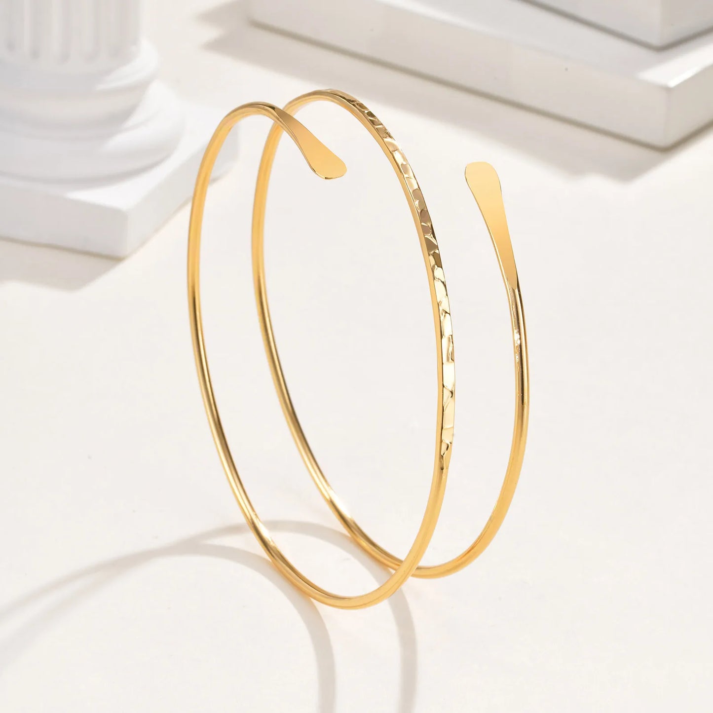 Minimalist Gold Plated Upper Arm Cuff Bracelet – Trendy Statement Armband Jewelry for Women