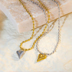 18K Gold Plated Heart Pendant Necklace – Stainless Steel Bead Chain, Dainty Romantic Jewelry for Women