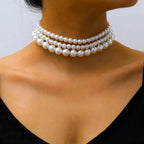 Classic Imitation Pearl Beaded Choker Necklace for Women – Elegant Bridal & Wedding Pearl Collar Necklace