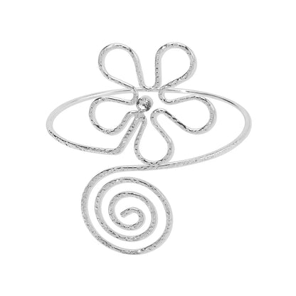 Punk-Inspired Adjustable Leaf & Flower Arm Cuff Bracelet – Bold Metal Upper Arm Bangle for Women