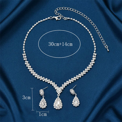 Luxurious Crystal Water Drop Necklace & Earrings Set – Elegant Bridal & Party Jewelry