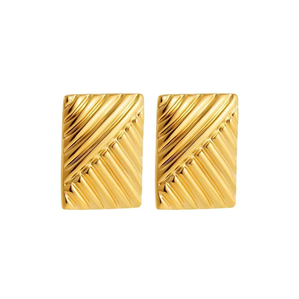 18K Gold Plated Stainless Steel Multilayer Circle Knot Drop Earrings for Women – Textured Statement Round Earrings
