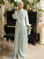 Robe maxi caftan soyeuse et modeste Elariah pour femmes – Abaya musulmane à manches longues, Jalabiya, tenue décontractée et de soirée