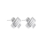 18K Gold Plated Stainless Steel Multilayer Circle Knot Drop Earrings for Women – Textured Statement Round Earrings